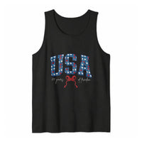 USA Patriotic Tank Top | Stars 250 Years of Freedom Coquette Bow Design | Soft Breathable Lightweight Fabric | Gift for Americana Fans