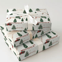 Farmhouse Holiday Gift Wrap, Red Tractor Christmas Wrapping Paper, Rustic Country Tractor Wrapping Paper, Winter Farm Present Wrap Roll