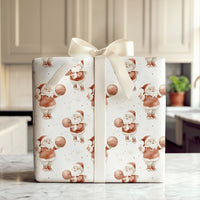 Dribbling Santa Claus Gift Wrap, Basketball Santa Wrapping Paper, Sports Christmas Present Paper, Holiday Basketball Fan Gift Wrapping Paper