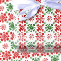 Christmas Gift Wrap, Red and Green Snowflake Wrapping Paper, Festive Winter Present Paper, Holiday Wrapping Paper, Xmas Gift Wrap Roll