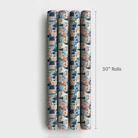 Watercolor Winter City Gift Wrap, Snowy Village Christmas Wrapping Paper, Festive Holiday Wrapping Paper, Comfy Village Xmas Wrapping Paper