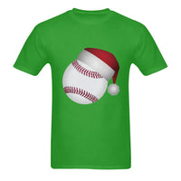 Retro Baseball Player Holiday Tee, Baseball Santa Hat Christmas Shirt, Humorous Sports Christmas Graphic T-Shirt, Holiday Baseball Fan Present