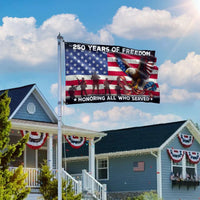 250 Years of Freedom American Flag | Bald Eagle Military Veterans House Flag | UV-Resistant Polyester | Patriotic Home Decor Gift