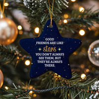 Friendship Quote Star Ornament, Good Friends Are Like Stars Ornament, Best Friend Christmas Ornament, Ceramic BFF Tree Keepsake