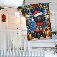 Santa Hat Holiday Dog Flag, Black Cocker Spaniel Christmas Garden Flag, Double-Sided Winter Pet Garden Flag, Cocker Spaniel Lover Present