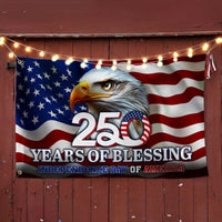 250 Years of Blessing House Flag | Bald Eagle American Flag Design | Double-Sided Polyester Grommet Flag | Independence Day Patriotic Decor