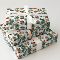 San Francisco Holiday Gift Wrap, Cable Car Christmas Wrapping Paper, Merry Christmas Wrapping Paper, Watercolor Winter City Paper Roll