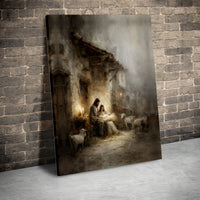 Holy Family Manger Wall Art, Nativity Scene Canvas Print, Christian Christmas Canvas Decor, Religious Holiday Wall Art, Faith Home Present