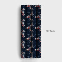 Motorcycle Santa Claus Gift Wrap, Biker Santa Wrapping Paper, Chopper Santa Holiday Paper, Biker Christmas Wrapping Paper, Biker Gift Wrap