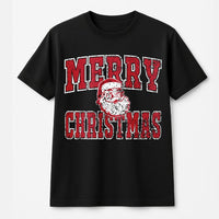 Distressed Retro Santa Claus Graphic Tee, Merry Christmas Santa T-Shirt, Vintage Xmas Holiday Party Shirt, Festive Winter Top