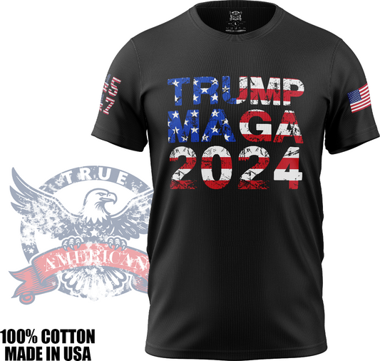 Trump MAGA 2024 - Donald Trump, MAGA, Patriotic, T Shirt, Made in USA, 100% Cotton