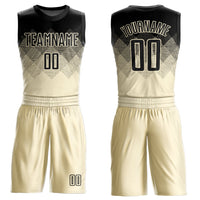 Custom Cream Black Round Neck Sublimation Basketball Uniform Jersey