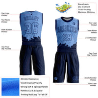Custom Light Blue Navy Color Splash Round Neck Sublimation Basketball Uniform Jersey