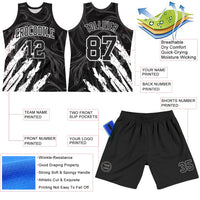 Custom Black White Splash Round Neck Sublimation Basketball Set Jersey