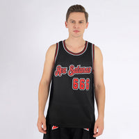 Custom Basketball Jersey - Black Red-White Authentic Throwback