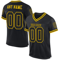 Custom Football Jersey - Black Black-Gold Mesh Authentic Throwback