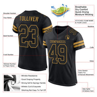 Custom Football Jersey - Black Black-Old Gold Mesh Authentic