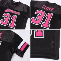 Custom Football Jersey - Black Pink-White Mesh Authentic