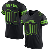 Custom Football Jersey - Black Black-Neon Green Mesh Authentic