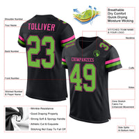 Custom Football Jersey - Black Neon Green-Pink Mesh Authentic