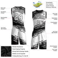 Custom Black White-Gray Round Neck Sublimation Basketball Uniform Jersey