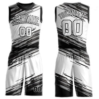 Custom Black White-Gray Round Neck Sublimation Basketball Uniform Jersey