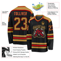 Custom Hockey Jersey - Black Old Gold-Red