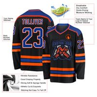 Custom Hockey Jersey - Black Royal White-Orange