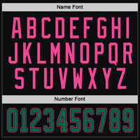 Custom Black Kelly Green-Pink Hockey Jersey