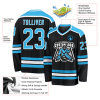 Custom Hockey Jersey - Black Sky Blue-White