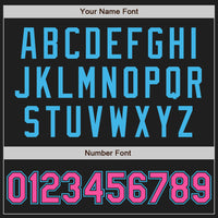 Custom Black Pink-Sky Blue Authentic Baseball Jersey