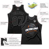 Custom Black Steel Gray Authentic Throwback Basketball Jersey