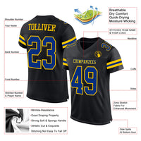 Custom Football Jersey - Black Royal-Yellow Mesh Authentic