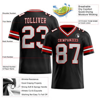Custom Black White-Red Authentic Football Jersey