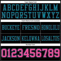 Custom Black Pink-Teal Authentic Football Jersey