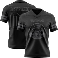 Custom Football Jersey - Black Steel Gray Authentic