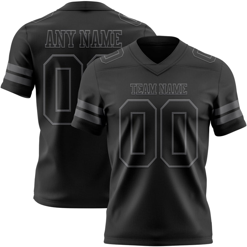 Custom Football Jersey - Black Steel Gray Authentic