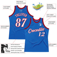 Custom Blue White-Red Authentic Throwback Basketball Jersey