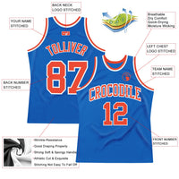 Custom Blue Orange-White Authentic Throwback Basketball Jersey