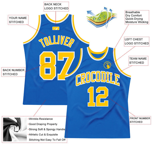 Custom Blue Gold-White Authentic Throwback Basketball Jersey