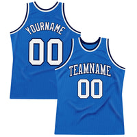 Custom Blue White-Navy Authentic Throwback Basketball Jersey