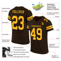 Custom Brown Gold Mesh Authentic Football Jersey