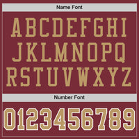 Custom Burgundy Old Gold-White Mesh Authentic Throwback Football Jersey