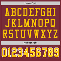 Custom Burgundy Gold-White Mesh Authentic Throwback Football Jersey