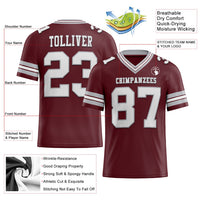 Custom Burgundy White-Gray Authentic Football Jersey