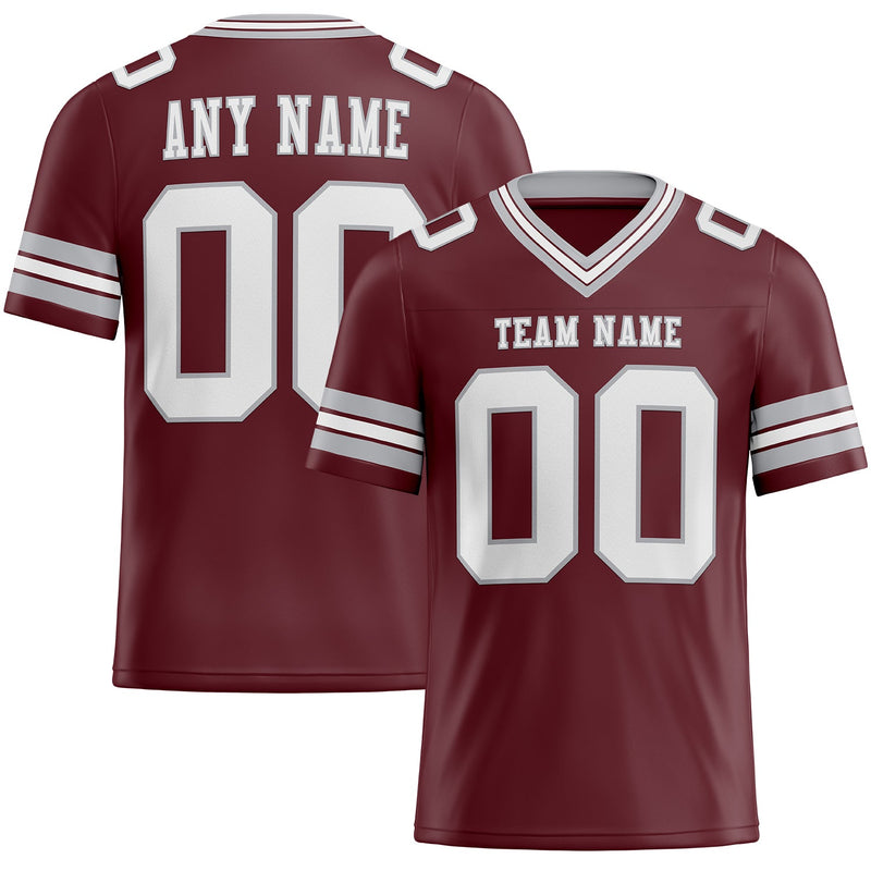 Custom Burgundy White-Gray Authentic Football Jersey