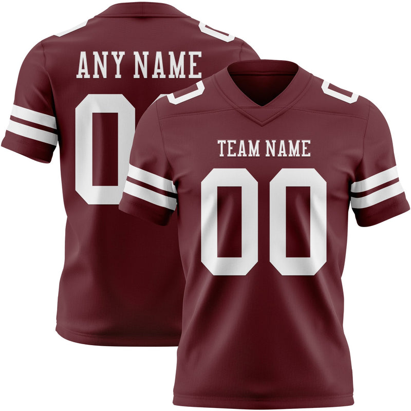 Custom Burgundy White Authentic Football Jersey