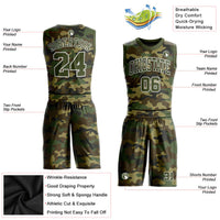 Custom Camo Olive-White Round Neck Sublimation Salute To Service Basketball Uniform Jersey