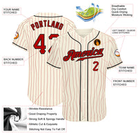 Custom Cream Red Pinstripe Red-Black Authentic Baseball Jersey