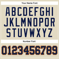 Custom Cream Navy Yellow-Maroon Authentic Throwback Basketball Jersey